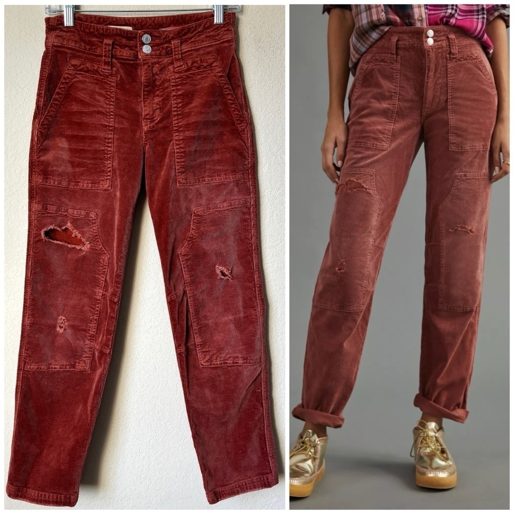 Anthropologie Pilcro The Wanderer Corduroy Distressed Pants